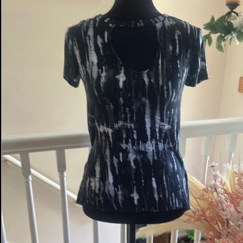Mudd Black and White Tie-Dye Tank Top